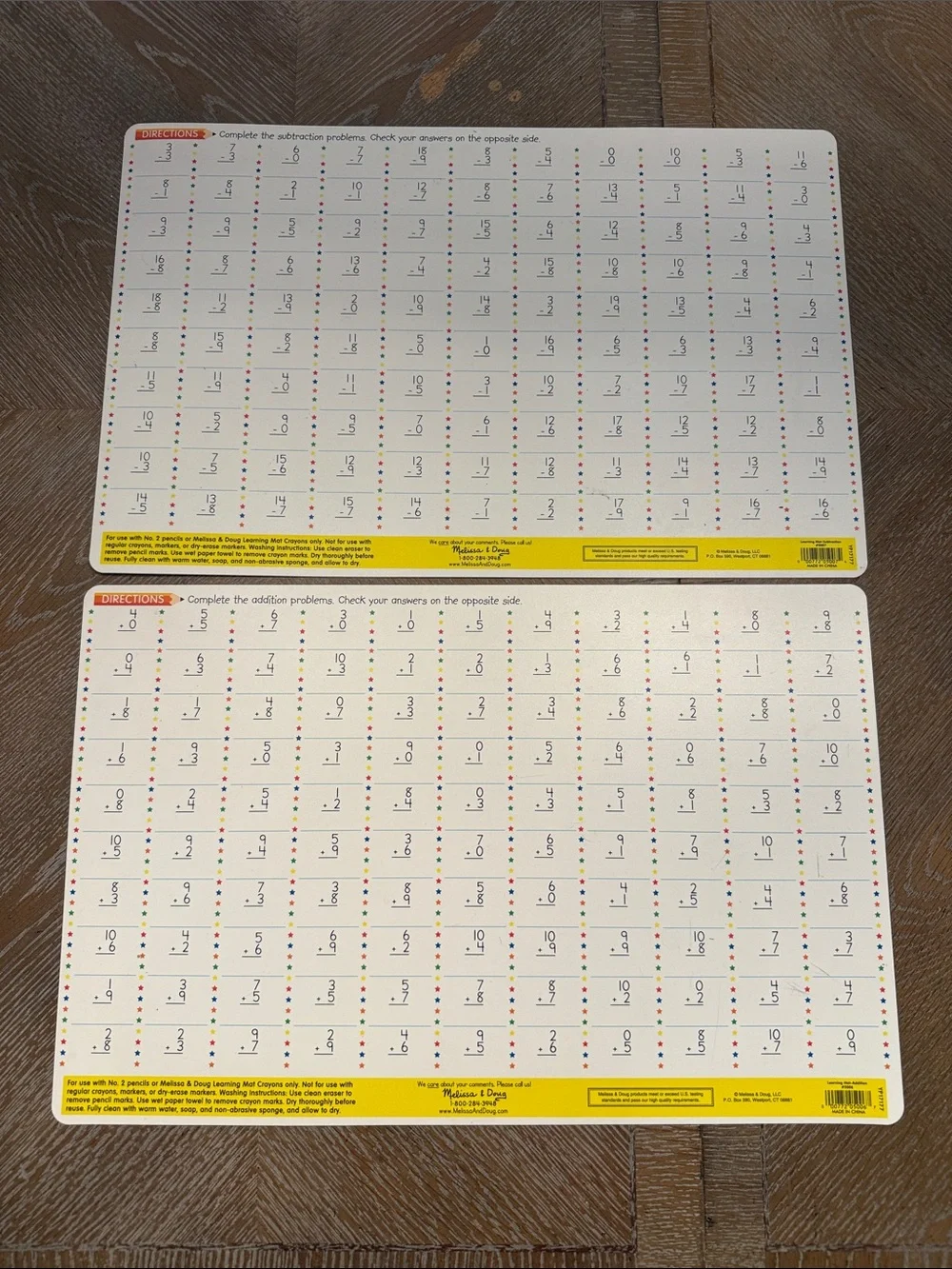 Melissa & Doug Addition Subtraction Learning Mats Set of 2 Ages 5+